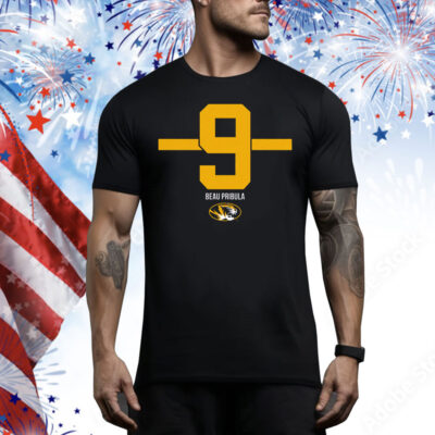 Missouri Football Beau Pribula 9 Stripe Tee Shirt