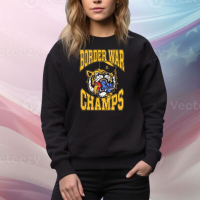 Official Border War Champs 2025 Missouri Tigers Vs Kansas Jayhawks Mascots Tee Shirt