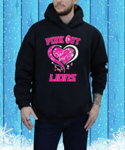 Pink out Detroit Lions Breast Cancer diamond heart Tee Shirt