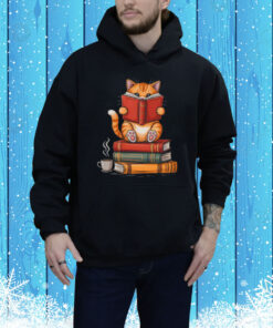 Reading Book Cat Bookish Librarian Reader Book Lover Tee Shirt