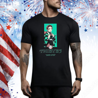 Tanjiro Demon Slayer 100 Thieves Checks Tee Shirt