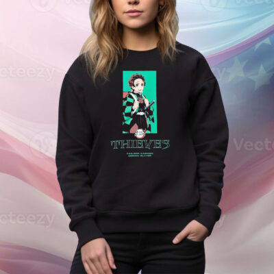 Tanjiro Demon Slayer 100 Thieves Checks Tee Shirt